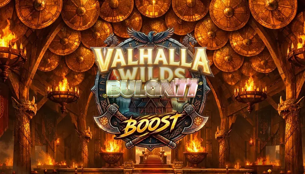 Pemandangan atmosferik slot bertema Viking Valhalla Wilds Boost